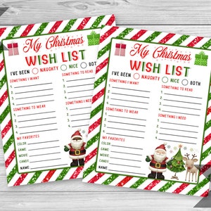 Meine Weihnachtswunschliste für Kinder, druckbare Weihnachtswunschliste, Weihnachtswunschliste, Brief an den Weihnachtsmann, druckbare Wunschliste, INSTANT DOWNLOAD