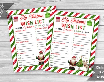 La mia lista dei desideri di Natale per bambini, Lista dei desideri natalizi stampabile, Lista dei desideri di Babbo Natale, Lettera a Babbo Natale, Lista dei desideri stampabile, DOWNLOAD IMMEDIATO