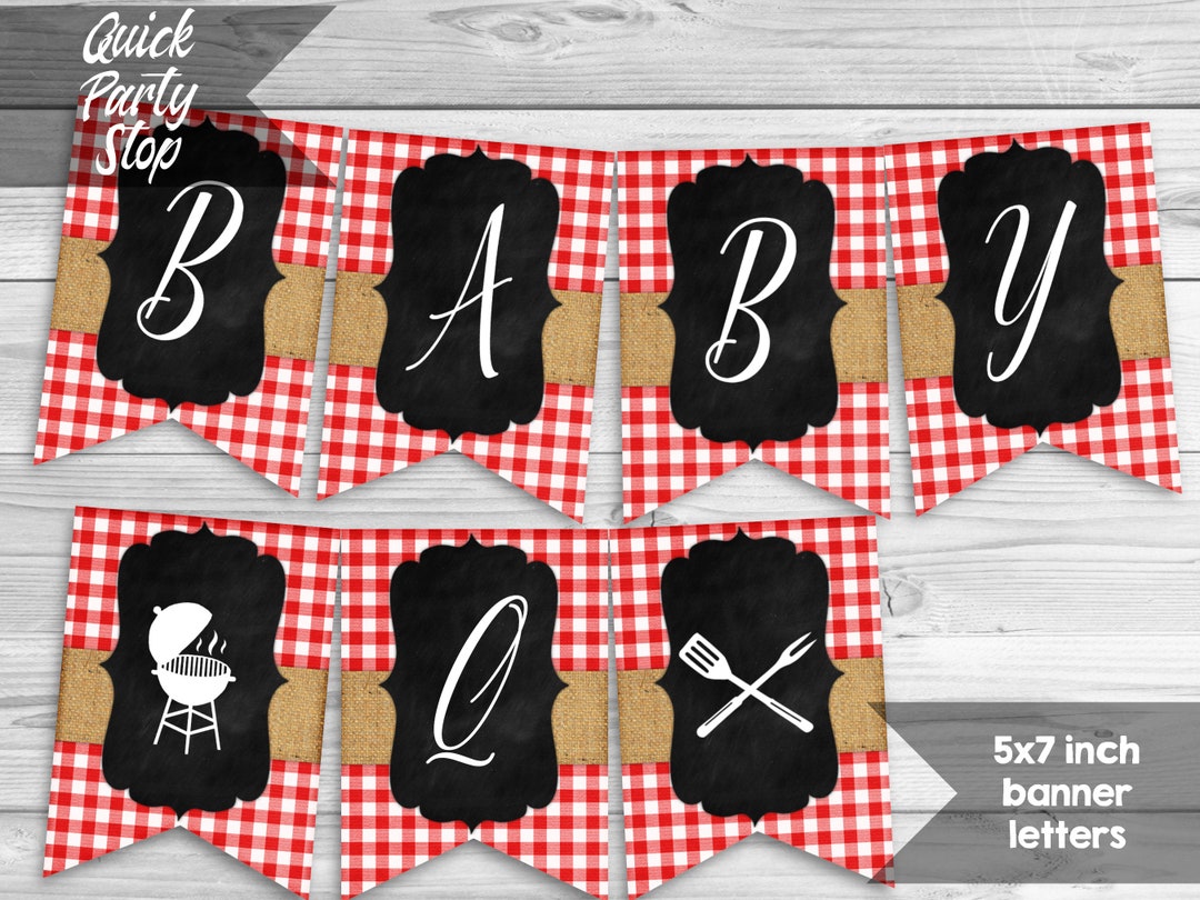 Baby Q Baby Shower Banner, BBQ Baby Shower, Printable Baby Bbq Bunting ...