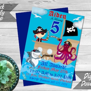 Invitation d’anniversaire de pirate! Téléchargement numérique! Invitation personnalisée printable Party!