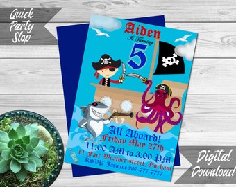 Pirate Birthday Invitation! Digital Download! Custom Printable Party invite!