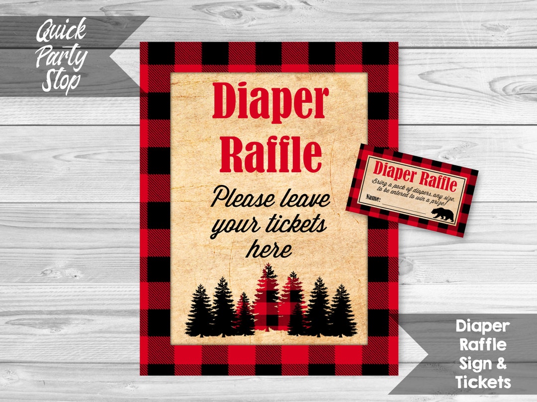Lumberjack Diaper Raffle Sign and Tickets, Lumberjack Baby Shower ...
