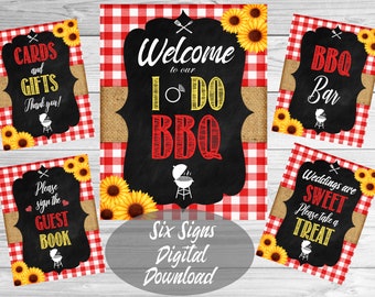 I do BBQ Party Signs! Digital download! Printable Barbecue Engagement signs!