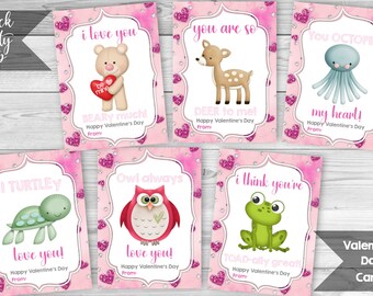 Printable Valentines Day Cards for Kids, Animal Pun Valentines, Classroom Valentines Day Cards, Valentines Day Gift Tags, INSTANT DOWNLOAD