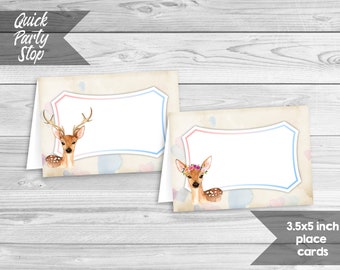 Buck or Doe Gender Reveal Food Tents, Printable Food Labels, Deer Place Cards, Woodland Buffet Card, Rustic Place Holders,  INSTANT DOWNLOAD