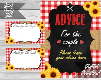 Advice for Couple I do BBQ! Digital download! Printable engagement party decor!