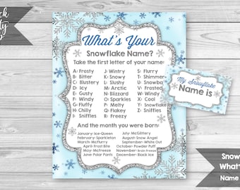 Snowflake Name Game, What's Your Snowflake Name, Winter Party Game, Printable Game Sheet, What's Your Name Game, INSTANT DOWNLOAD