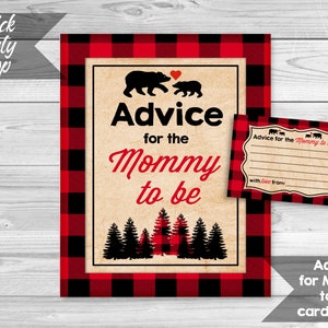 Lumberjack Advice for the Mommy To Be, Lumberjack Baby Shower, Advice for Mommy Cards and Sign, Plaid Rustic Sign, INSTANT DOWNLOAD