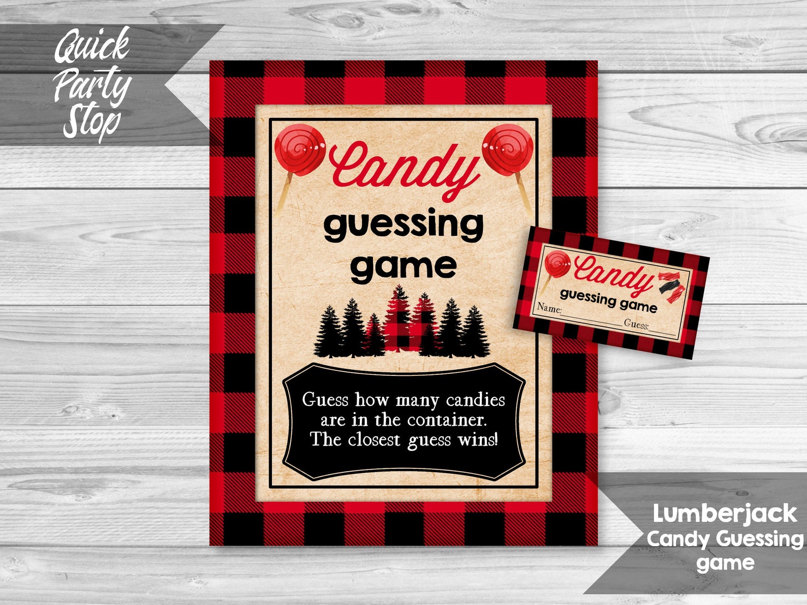 Lumberjack Candy Guessing Game Lumberjack Baby Shower Guess Etsy