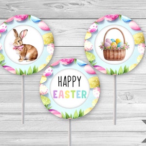 Easter Cupcake Toppers, Printable 2 Inch Cupcake Toppers, Easter Topper Printable, Holiday Toppers, Happy Easter Toppers, INSTANT DOWNLOAD