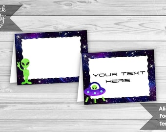 Alien Birthday Editable Food Tents, Space food Labels, UFO Birthday, Area 51 Birthday Party, Space Alien Party Label, INSTANT DOWNLOAD