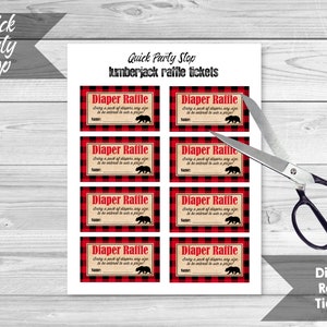 Lumberjack Diaper Raffle Sign and Tickets, Lumberjack Baby Shower ...