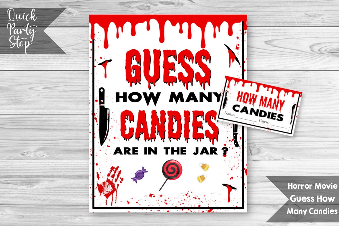Horror Movie Guess How Many Candies Sign and Tickets, Scary Movie