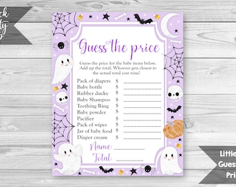 Little Boo Guess the Price Game, Halloween Baby Shower, Printable Game Sheet,  Price is Right Game, Ghost Shower, INSTANT DOWNLOAD