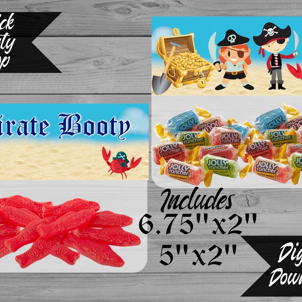 Toppers de sac Pirate Treat imprimables! Téléchargement numérique! Pirates goody bag party favors!