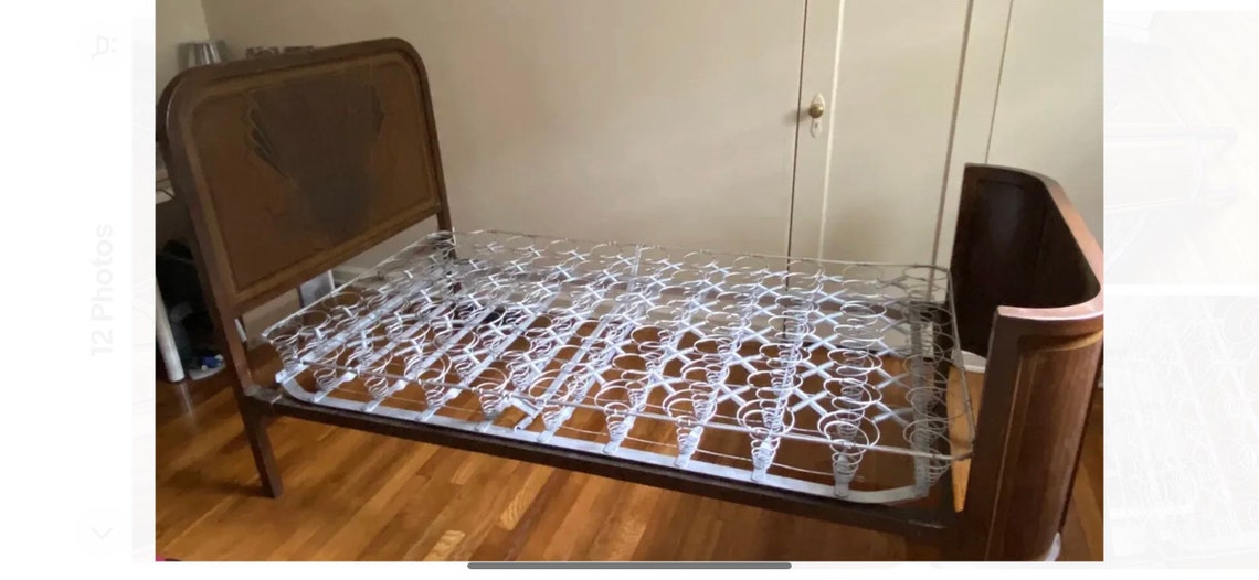 Mid Century Modern MCM Brown Faux Wood Grain Handpainted Twin Size ...