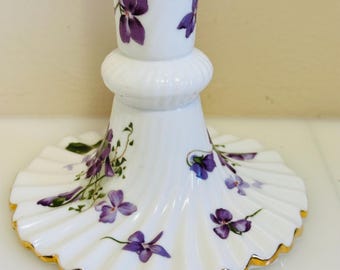 Spode Hammersley Victorian Violets English Countryside Bone China CANDLESTICK HOLDER EUC