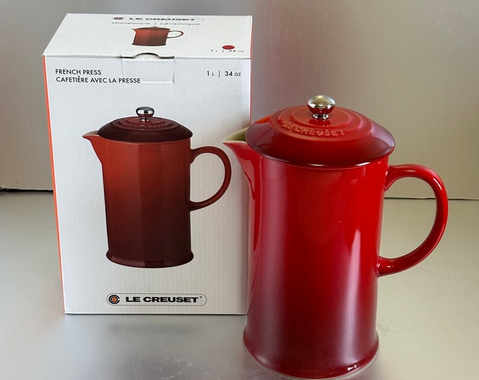 Le Creuset French Press Coffee Pot Coffee Maker Stoneware Cerise Red