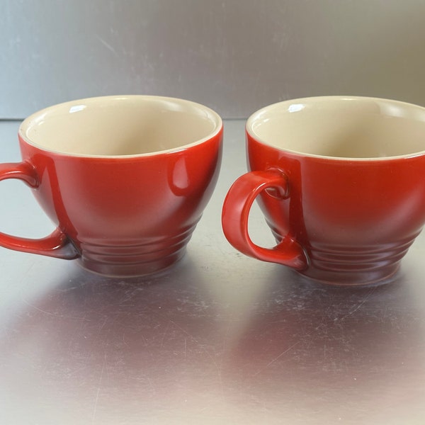 Le Creuset Géant Cappuccino Mugs Bistro Mugs Rouge Cerise Lot de 2 NWT