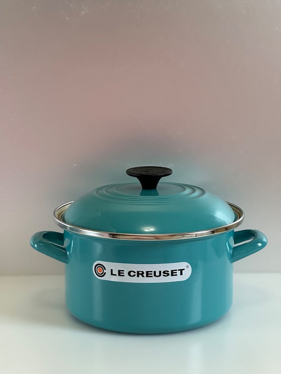 Le Creuset Solid Turquoise Enamel on Steel Stock Pot Soup 3 7/8 Qt