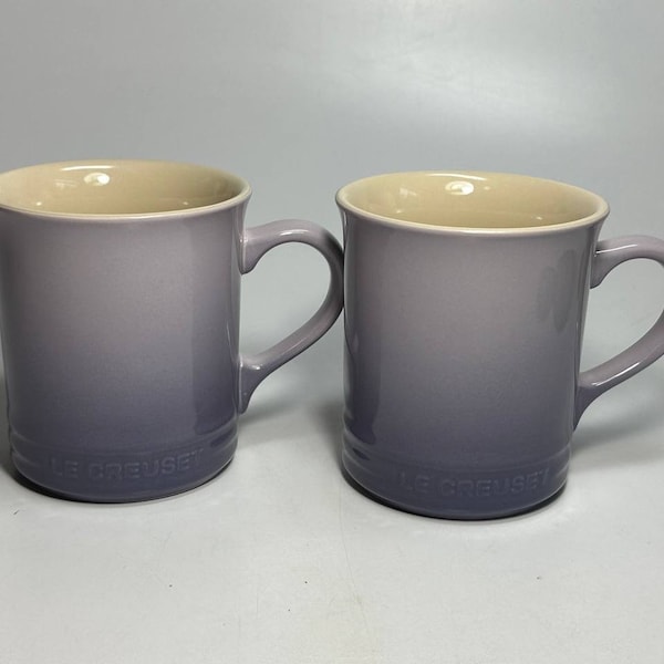 Le Creuset Stoneware Standard Coffee Mug Mugs Blue Bell Purple  ~ 450 ml Coffee Mug Cup ~ Set Of 2 ~  NWT