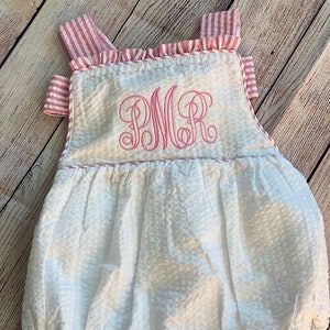 Embroidered Girls Seersucker Sun Bubble