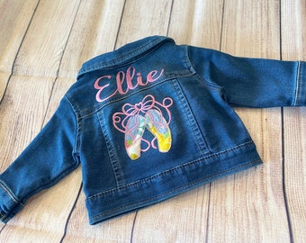 Veste Denim Jean brodée sur mesure pour bébé, tout-petit, enfants