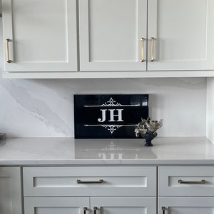 Monogrammed Acrylic Tray for Coffee Table, Breakfast, Countertop, Kitchen, Vanity Tray with Handles Size 12 X 20 Housewarming/Shower gift