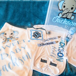 Baby boy Personalized gift box set | Personalized baby shower gift | Personalized going home from the hospital gift set | Customize