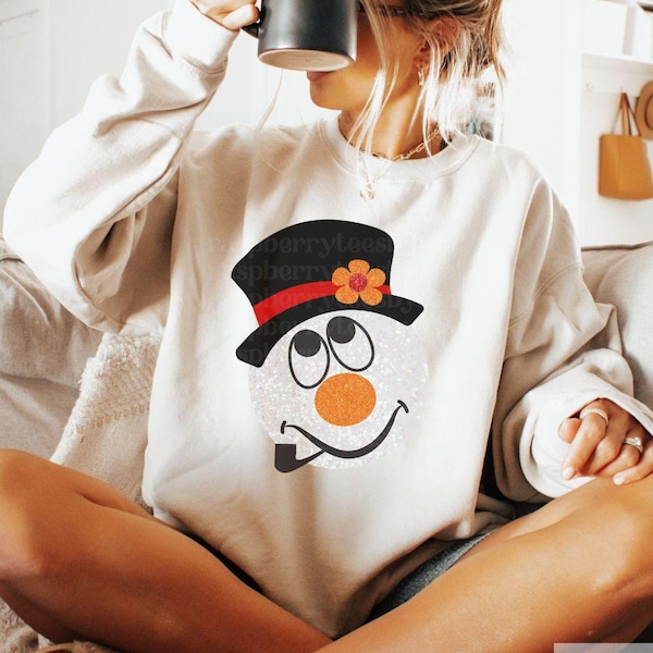 Frosty the Snowman Christmas Sweatshirt, Snowman Shirts, Women's Christmas Sweaters, Cozy Winter Sweatshirts, Gift for Snowman Lover, Trendy