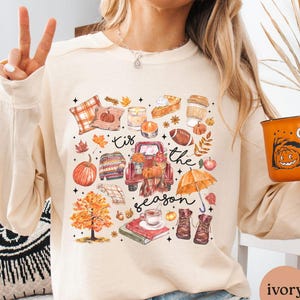 Tis the Season Fall Shirt, Comfort Colors Long Sleeve Fall Tee, Fall Football Shirt, Women&#39;s Fall Shirt, Pumpkin Season, Fall Harvest Shirt