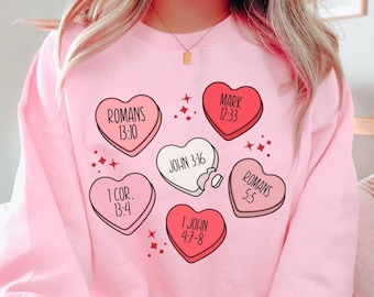 Christian Valentines Sweatshirt, Conversation Hearts Shirt, Valentine's Sweatshirt, Valentine's Day Crewneck, Candy Heart Sweater
