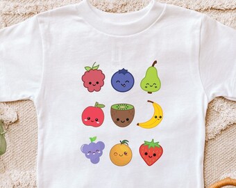 Toddler Shirts, Toddler Fruit T-shirt, Kawaii Tee, Oranges Bananas Raspberries Strawberries, Toddler Birthday Gift