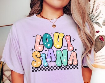 Comfort Colors Louisiana Shirt, Louisiana Tshirt, Trendy Retro Louisiana Tee, Louisiana Gifts, State Shirt, Womens Louisiana T shirts