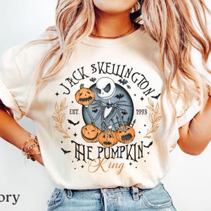 Camiseta Comfort Colors® de Pesadilla antes de Navidad, camiseta de Jack Skellington para Halloween, camiseta del Rey Calabaza, Jack y Sally, camisetas de pesadillas
