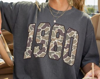 Comfort Colors® Camo 1980 Shirt, 46th Birthday Gift For Women, 46th Birthday Party, Born in 1980 Shirt, 1980 Limited Edition, Womens 46th