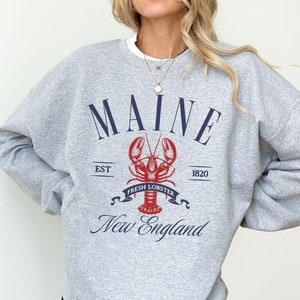Maine Sweatshirt, Lobster Sweatshirt, Fisherman Aesthetic, Coastal Sweatshirt, New England Sweaters, Maine Gifts, Gift for Travel Lover