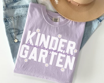 Comfort Colors Kindergarten Shirt, Kindergarten Teacher Shirts, Kindergarten Team T-Shirt, Cute Kindergarten Teacher Tees, Back to School