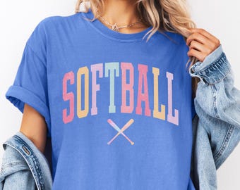 Softball Comfort Colors® Shirt, Cute Softball Tshirt, Trendy Softball Team Tee, Oversized Softball Shirt, Gift for Softball Mom