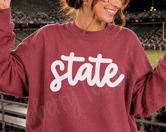 State Sweatshirt, State Crewneck Sweater, Personalized Team Shirts, Custom State, School Mascot Pullover