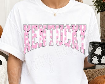 Comfort Colors® Kentucky Halloween Shirt, Kentucky Fall Tee, Cute Pink Halloween Bats Ghost Kentucky T-shirt, KY Trick or Treat Apparel