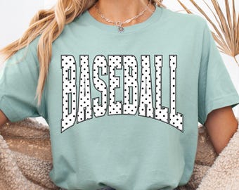 Baseball Shirt, Womens Baseball Polka Dot Shirt, Baseball Game Day T-shirt, Baseball Mom Tee, Cute Game Day Shirts for Mom, Bella Canvas