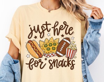 Comfort Colors® Just Here For Snacks Football Shirt, Womens Football Tee, Funny Football Shirts for Women, Gameday Shirts, Football Gifts