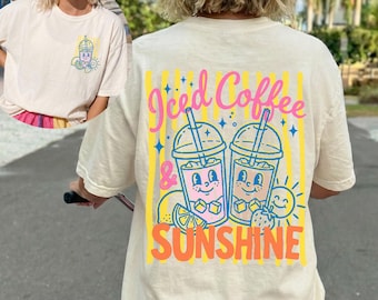 Iced Coffee and Sunshine Shirt Comfort Colors®, Iced Coffee Shirts, Graphic Summer Tshirt, Summer Vacation Tee, Iced Coffee Lover Gifts