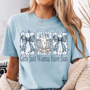 Comfort Colors® Girls Just Wanna Have Sun Shirt, Salty Moms Beach Club, Beach Trip Shirt, Summer Vacation Shirt, Retro Summer Mom Tee