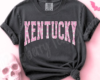 Comfort Colors® Kentucky Halloween Shirt, Kentucky Fall Tee, Cute Pink Halloween Bats Ghost Kentucky T-shirt, KY Trick or Treat Apparel