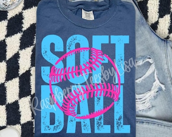 Softball Comfort Colors® Shirt, Cute Softball Tshirt, Trendy Softball Team Tee, Oversized Softball Shirt, Gift for Softball Mom