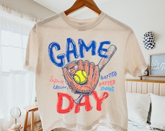 Softball Game Day Comfort Colors® Crop Tee, Trendy Womens Softball Shirt, Softball Mom Gifts, Softball Season