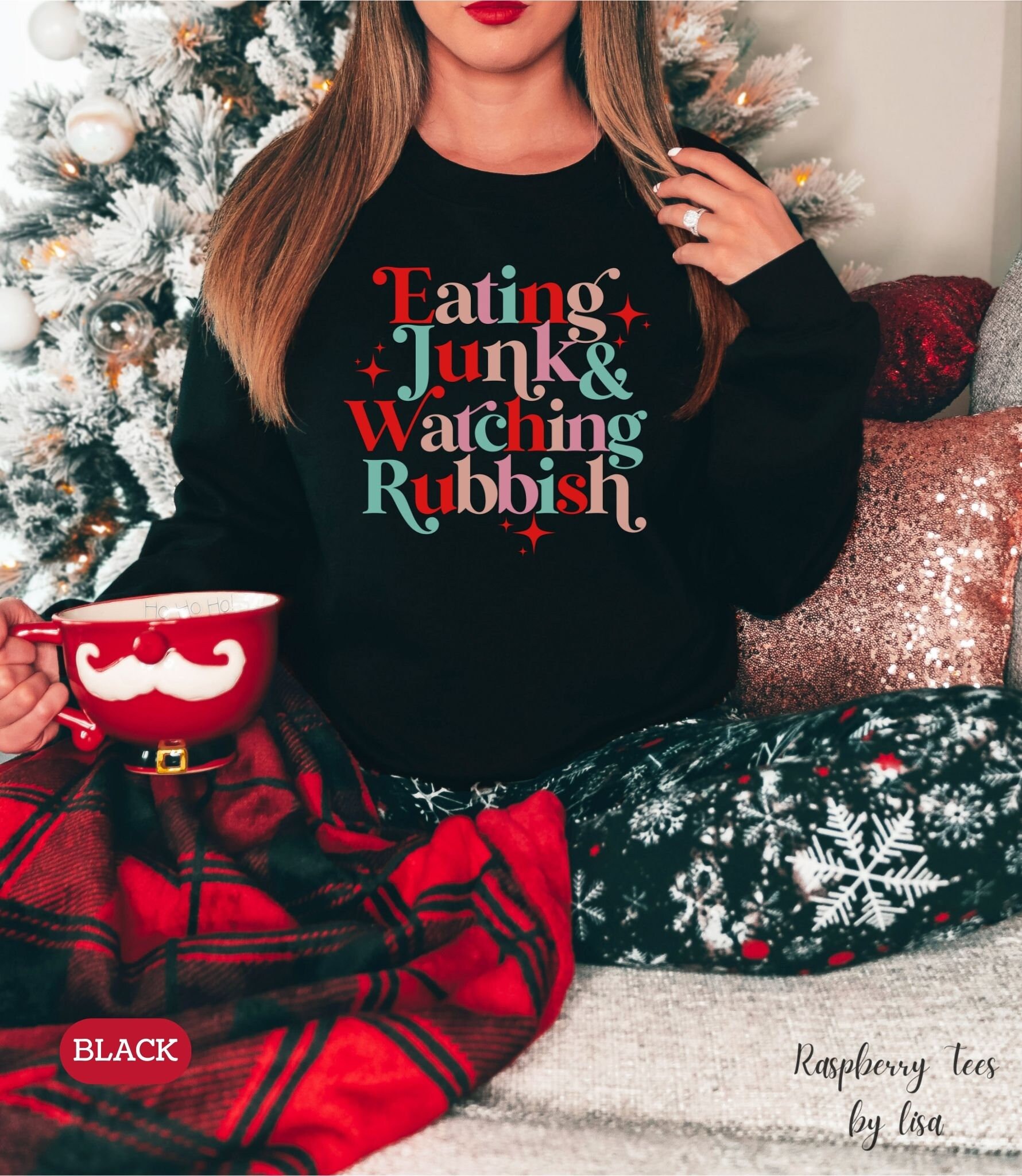 Discover Eating Junk and Watching Rubbish Christmas Sweatshirt