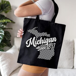 Michigan Tote Bag, Michigan Gifts, Michigan Lover Tote Bag, Michigan Travel Tote Bag, Retro Tote Bag, Michigan Canvas Bag, Shopping Bag